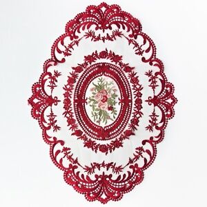 Retro Lace Placemat Oval Embroidered Table Place Mats French Crochet Doilies
